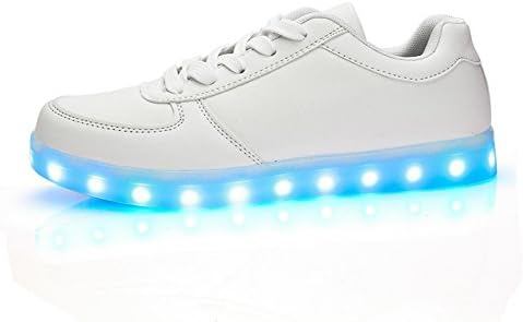 ANTTAA Led Light Up Shoes 7 Colors Luminous Flashing Sneakers Rechargeable Sports Dancing Shoes for Mens Womens Boys Girls -White/13 B(M) US Women/9.5 D(M) US Men/EUR44