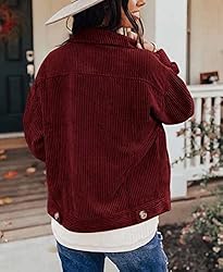 Womens Corduroy Shacket Button Down Shirts Casual