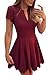 Sidefeel Women Elegant Sweet Scallop Pleated Party Dress Small Red