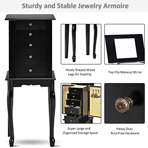 Giantex Jewelry Armoire Chest Organizer Box Top with Flip