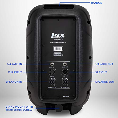 LyxPro 10" Inch Passive DJ PA Speaker System XLR,1/4,Speakon