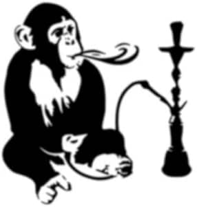 Etiqueta de la pared animal mono de dibujos animados lindo fumar