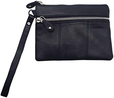 London Stitch Soft Genuine Leather Wristlet Clutch Wallet (Navy)