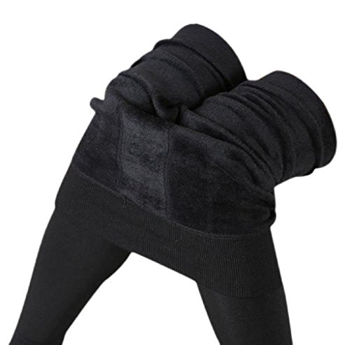 morecome Leggings, Women Thick Warm Fleece Lined Thermal Stretchy Pants (Black) - Thumbnail 3