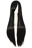 MapofBeauty 32" 80cm Long Straight Anime Costume Cosplay Wig Party Wig (Black)