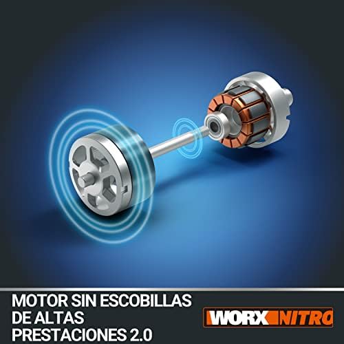 WG543E.9 Soprador de Folhas de Nitro 20V, super leve de 1,7Kg, motor brushless, 209Km/h, Turbina de Alto Volume e Velocidade, para Limpeza de Jardim, Caminhos e Terrenos, sem bateria nem Carregador