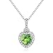 Love Heart Necklace Pendant Simulated Peridot Birthstone August Valentine's Day Gifts Birthday Gifts for Women Girls Wife Daughter for Her