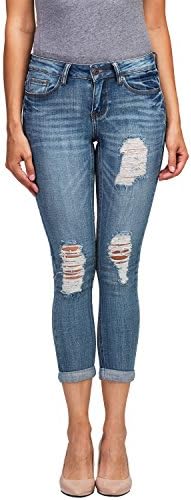 Women's Light Blue Denim Stretch Destroyed Hole Ripped Skinny Pants (5, blue0)