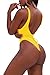 Sovoyontee 2025 Women's Sexy Cheeky One Piece Swimsuits Cut Out Thong Bikini Bathing Suit Monokini Neon Yellow XL