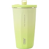 TYESO 20oz Tumbler with Retractable Straw, Stainless Steel Tumbler with straw inside Stainless steel wide-mouth vacuum insulation bottler home office outdoor multi-color (GRADIENT BUD, 20 oz)