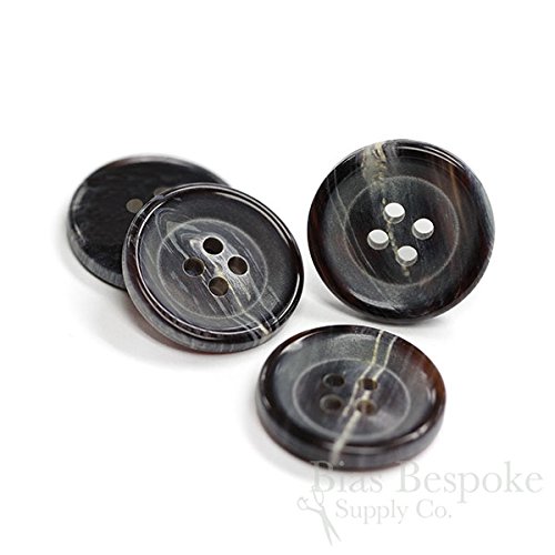 Set of 3 Multi-Hued Gray Blue Brown Genuine Horn Overcoat Buttons, 40 Line