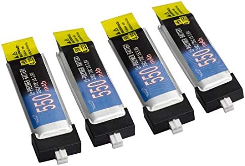 Wolfwhoop 4pcs 550mAh HV 3.8V 1S LiPo Batterys for Tiny Whoop JST-PH 2.0 PowerWhoop mCPX Connector for Inductrix FPV Plus Micro FPV Racing Drone etc
