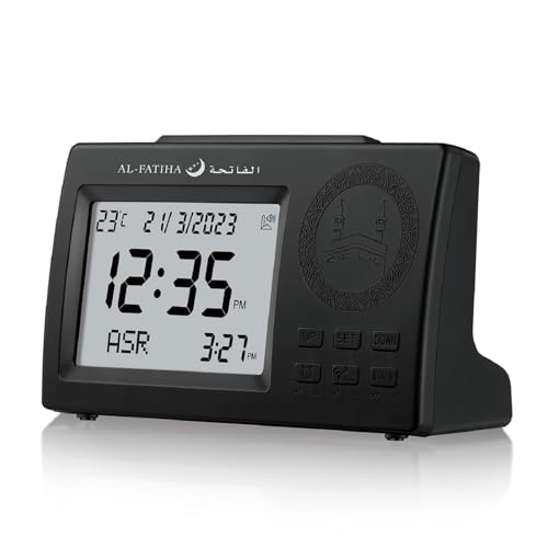 Achas Athan Table Clock Azan Clock Prayer Alarm Table Clock Desk Digital Clock Prayer Digital Alarm With Worldwide Times And Backligh Black