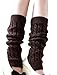 Women's Cable Knit Leg Warmers Ribbed Crochet Legging Long Boot Socks, Coffee