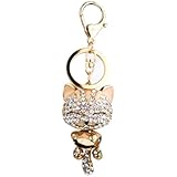 Pink Cute Kitten Bling Crystals Rhinestone Key Chain Keyring Holder Handbag Charm