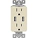 TOPGREENER TU2152A-LA Power Outlet USB, 2.1A Dual USB Charger Outlet 15A Duplex Tamper Resistant Receptacle, Light Almond