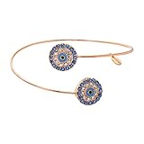 SENFAI turkey blue Evil Eye Bangle Jewelry For Women Bracelet Bangles Cuff (rose gold)