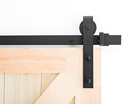 Classic Black Rustic J-Shape Basic Vintage Sliding Barn Door Hardware Kit Single Door 6.6FT-Track (2000mm) One-Door Hardware Kit
