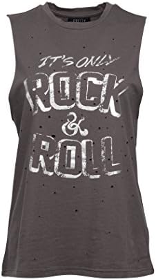 Womens It's ONLY Rock N ROLL Distressed Tank Top Tee