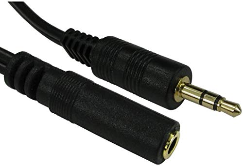 FPUK 5 metre 3.5mm Jack Headphone/Mic EXTENSION Cable Lead (5m, Black)