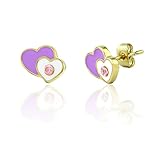 Crystal Heart Kids Earrings | Stud Earrings Jewelry Sets for Girls | 18k Gold Plated Stud Earrings for Kids