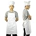 Homsolver Adjustable Bib Chef Apron Set, Chef Hat and Kitchen Apron Adult White Apron with Butcher Hat for Men & Women, White