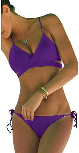 Ezfun Women's Summer Sun Beach Swim Bandeau Triangle Push-Up Padded Bikini Suit