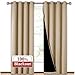 NICETOWN Living Room Completely Shaded Draperies, Privacy Protection & Noise Reducing Ring Top Drapes, Black Lined Insulated Window Treatment Curtain Panels(Biscotti Beige, 2 Pieces, W52 x L84) primary