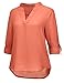 REGNA X Love Coated Womens Cuffed Sleeve Chiffon Blouse Top(S, M)