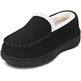 HOMEHOT Boys Moccasin Slippers Memory Foam Kids House Shoes- Nonslip Indoor & Outdoor