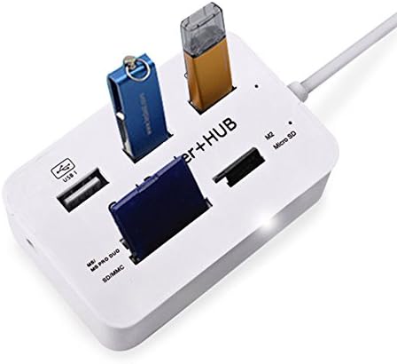 XBOSS C6 Card Reader and 3 Ports Usb Hub, High Speed External Memory Card Reader (MS, Micro SD,SD/MMC,M2,TF Card)