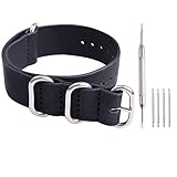 Ritche Genuine Leather NATO strap 22mm Black Replacement timex weekender watch band