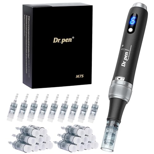 Dr. pen Ultima M7S Microneedling Pen 2025 Latest Model Wireless Dr Pen Microneedling Anti-Wrinkle with 27 Replacement Cartridges - 9 Types Cartridges (M7S Black)