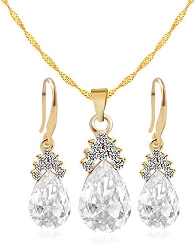 Jewelry Sets for Women Girls Gold Plated Chain Crystal Women Necklace Earring Set Bridal Sets
