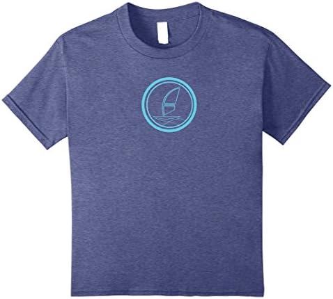Kids Blue Outline Windsurfer Sail Cool Surfing Summer Tshirt Tee 12 Heather Blue