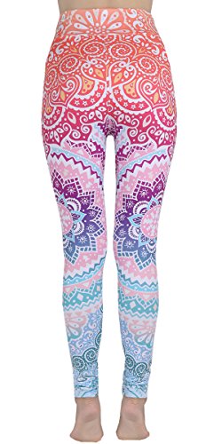 Ndoobiy High Waist Printed Leggings Women’s Solid Leggings Soft Yoga Workout Pants Stretchy Capris-HW2(Colorshape PS)