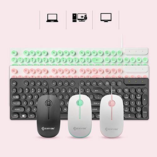 COM1950s 104 Keys Gaming Keyboard 1 Set Anti-Splash Wired Mult Punk Gaming Keyboard Mouse Office for PC Computer (Green)