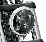 Wiipro 5.75 5-3/4 Inch Round LED Projection Daymaker Headlight for Harley Davidson Dyna Motorcycles Lights 45W 9PCS Chips Bulbs Black Chrome