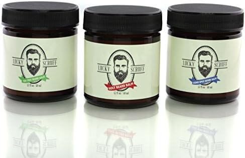 Beard Balm Kit Tea Tree, Holy and Cedar Spice 1.7oz Amber Glass Jars