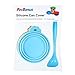 PetBonus 3-Pack Silicone Pet Can Covers, Dog Cat Food Lids, Fit Multiple Sizes - BPA Free Dishwasher Safe - Long Handle Special Curved Design Food Spoon