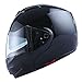 1Storm Motorcycle Street Bike Modular/Flip up Dual Visor Sun Shield Full Face Helmet Glossy Black