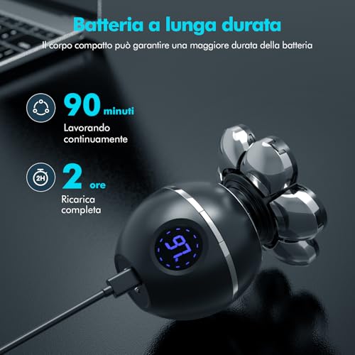ETENTOUS Men's Bald Shaver – 7D Electric Shaver Beard – 6 in 1 Men's Hair Shaver Waterproof Head IPX7 Electric Shaver Body-Man with LED Display/9 Beauty Kit