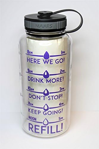 Inspirational Water Bottle- Wide Mouth Tritan 34oz Water Bottle- Clear/Lavender Bottle
