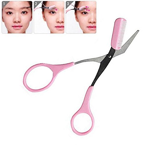 2PCS Eyebrow Trimmer Scissors With Comb Lady Woman Men Hair Removal Grooming Shaping