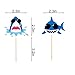 24 Pieces Blue Baby Shark Cupcake Toppers Shark Theme Party Family Supplies for Baby Shower Birthday Party Decorations