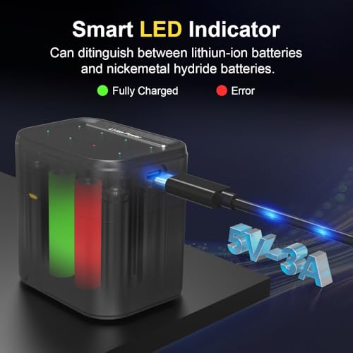 Cuorvag Rechargeable Battery AA with Charger, 8 Pack AA 1.5V Lithium Batteries, 3700mWh High Capacity, Smart LED Type-C Charging Case, 1300+ Cycles