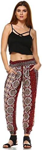 Aly-Rose Women's Light Weight Harem Loose Fit Jogger Genie Tranquility Pants (Extra Large, Nordic Red)
