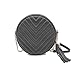 theops Small Crossbody Bags for Women Circle Quilted Purse Faxu Leather Shoulder Round bag, Black, Medium