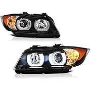 [For 2006-2008 BMW E90 E91 3-Series Adaptive AFS Xenon HID Model] OLED Neon Tube Projector Headlight Headlamp Assembly, Driver &amp; Passenger Side