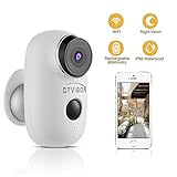 CTVISON Indoor/Outdoor Battery Powered Security Camera,Wireless Rechargeable 6000mAh Home Surveillance WIFI Cam,Support 2-Way Audio,Night Vision w/PIR Motion Sensor & SD Slot, CCTV Video House Monitor